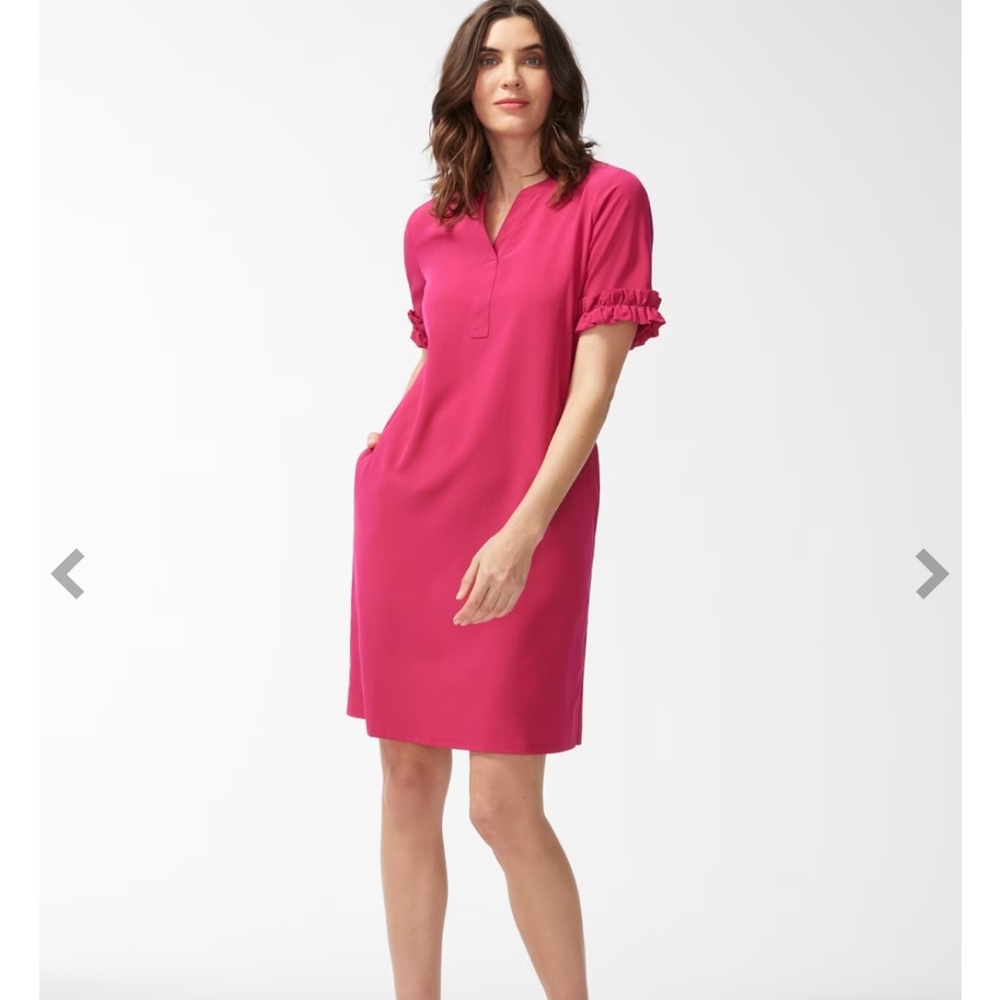 Chico's Fuchsia Midi Dress with Ruffle Detail